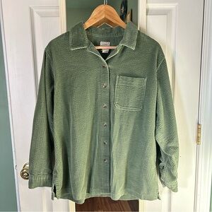 L.L. Bean Green Corduroy Button Down Shirt Jacket | Size M